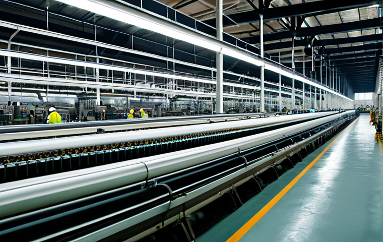 자동화 설비의 원격 관리 기술 - Modern Textile Mill Interior**

"A bustling textile mill interior, featuring rows of advanced machin...