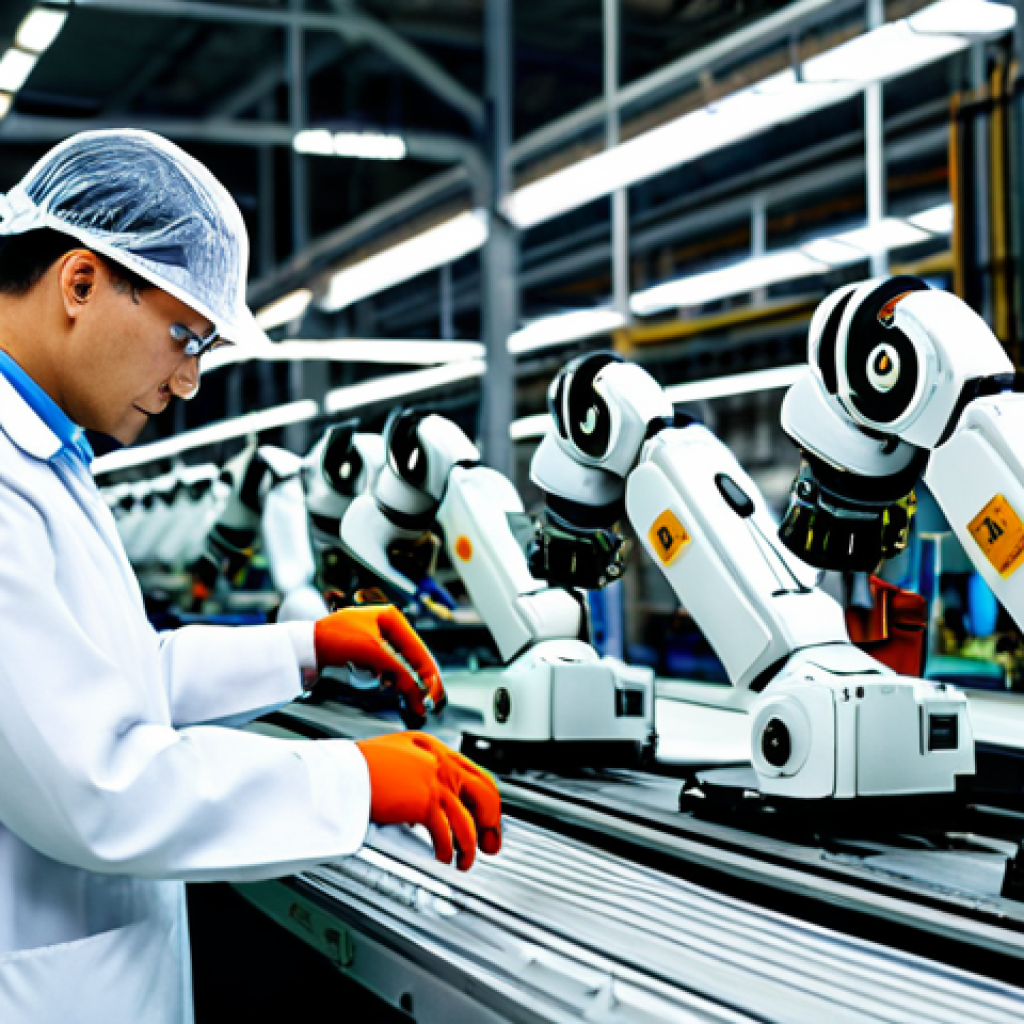 공장자동화 엔지니어 하루 일과 - **Factory Automation Engineer Inspecting Machinery:** "A factory automation engineer, fully clothed ...