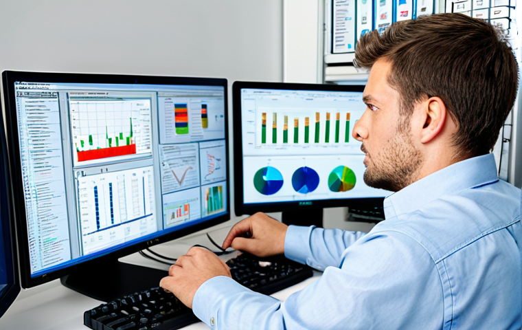 공장자동화 자격증 모의시험 - PLC Programmer at Work**

A focused PLC programmer, fully clothed in appropriate attire (e.g., casua...