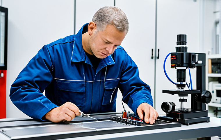 공장자동화 자격증 모의시험 - Industrial Robot in Action**

An advanced industrial robot carefully assembling a product on a facto...