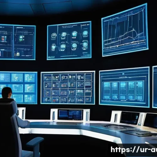 공장자동화 부품 선정 가이드 - **Prompt:** "A brightly lit, futuristic factory control room with a sleek, minimalist design. The ro...