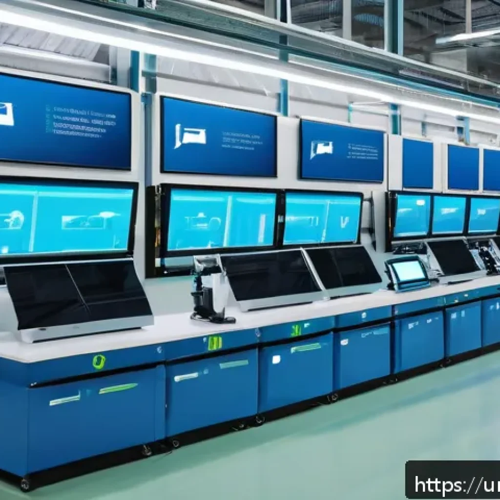 공장자동화와 클라우드 컴퓨팅 - A modern smart factory interior in Pakistan, showcasing interconnected machines, sensors, and comput...