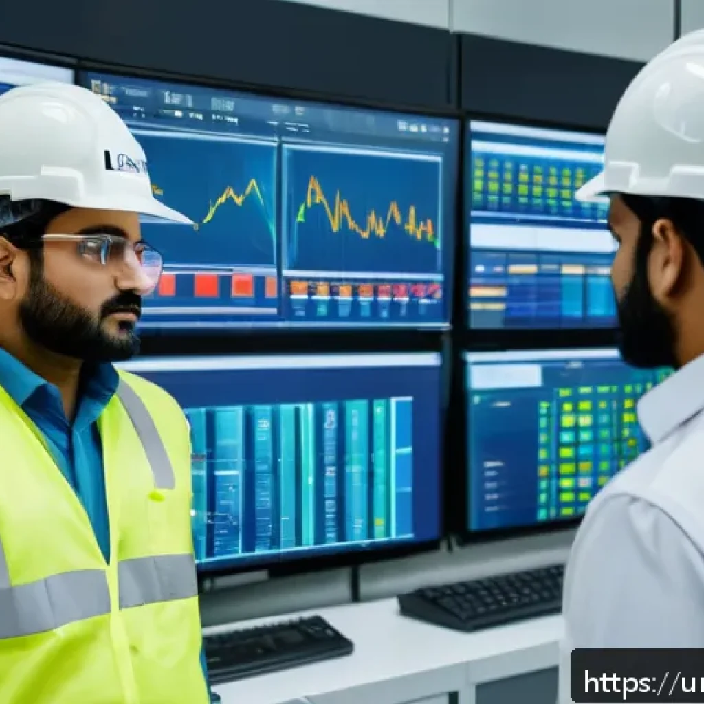 공장자동화 관련 자격증 추천 - A detailed industrial automation control room scene in a modern Pakistani factory, showing engineers...
