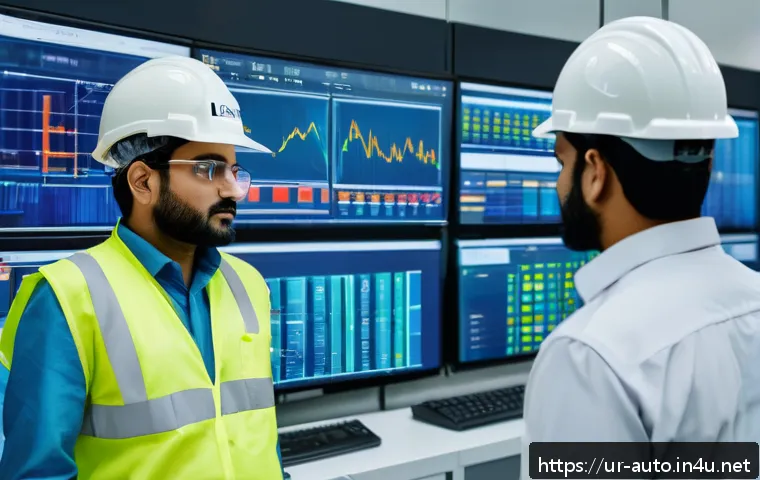 공장자동화 관련 자격증 추천 - A detailed industrial automation control room scene in a modern Pakistani factory, showing engineers...