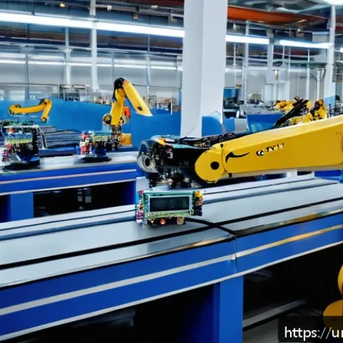 Home 31 산업용 로봇의 비용 분석 - A modern industrial factory floor in Pakistan showcasing a variety of industrial robots including au...