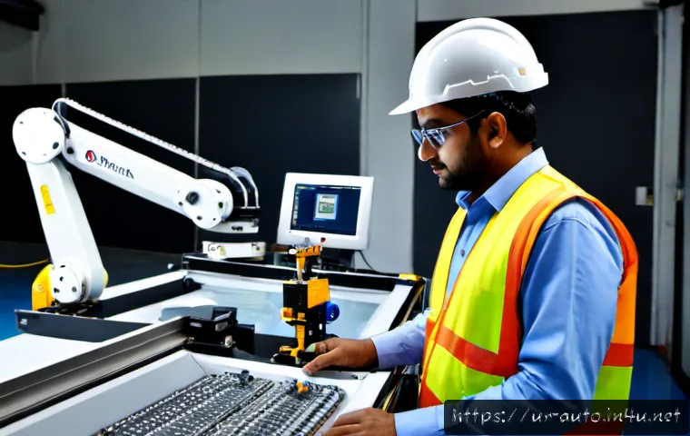 Home 17 공장자동화에 필요한 기초 지식 - Photorealistic modern factory automation training scene in Pakistan, a South Asian technician wearin...